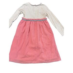 Hanna Andersson Long sleeve Oatmeal Pink Tulle Midi Dress Sz 8 Preppy‎ Princess
